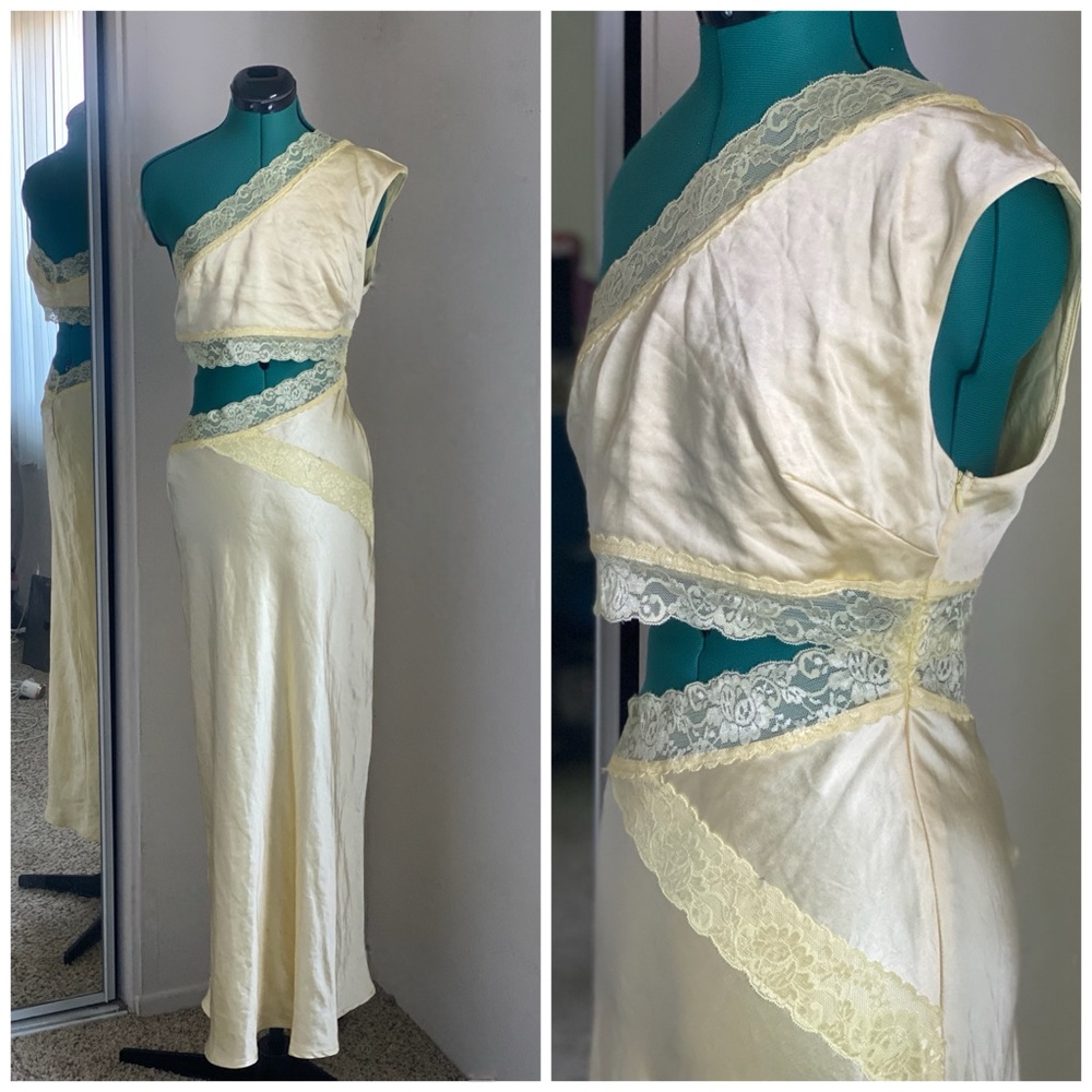 NWT Saints + Secrets Yellow One Shoulder Cutout Maxi Dress Size M